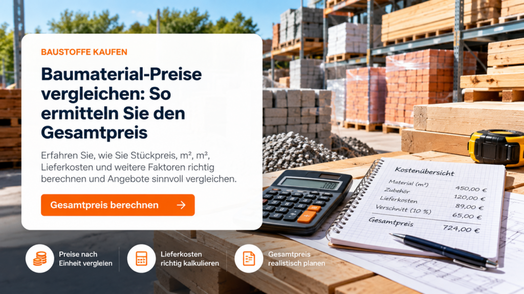 Baumaterial-Preise vergleichen