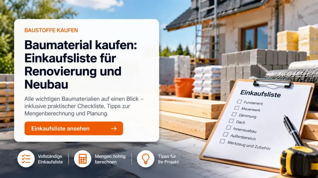 Baumaterial kaufen: Einkaufsliste